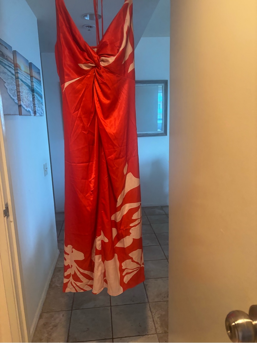 Red Tropical Maxi Skirt - Women's Flowing Beach Skirt